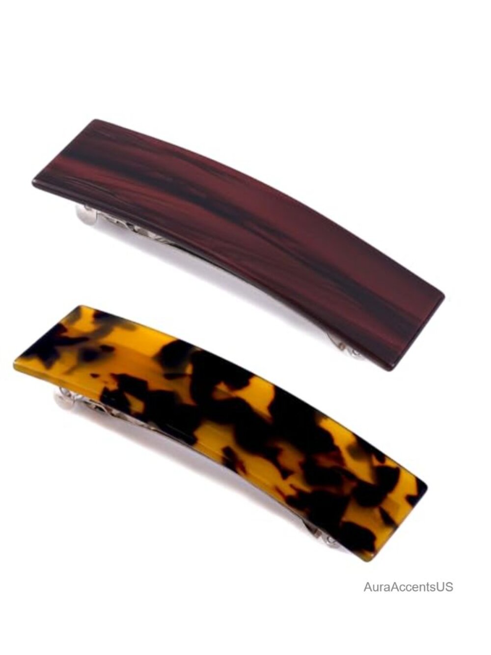 2 Pcs Large Hair Barrettes for Women Retro French Design Vintage Tortoise Shell